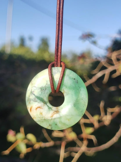 Chrysoprase ~ Edelstein Kette ~HIPPIE ~GOA ~Boho ~Tibet ~Ethno ~Nature ~Donut ~Schutzsymbol ~Heilstein ~Rarität - Art of Nature Berlin