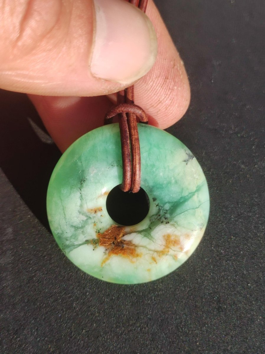 Chrysoprase ~ Edelstein Kette ~HIPPIE ~GOA ~Boho ~Tibet ~Ethno ~Nature ~Donut ~Schutzsymbol ~Heilstein ~Rarität - Art of Nature Berlin