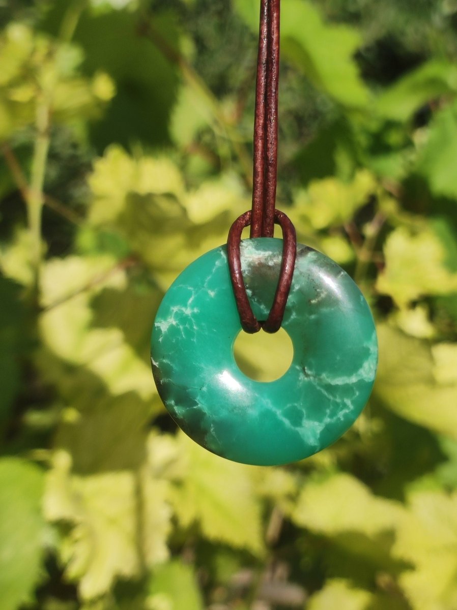 Chrysoprase ~ Edelstein Kette ~HIPPIE ~GOA ~Boho ~Tibet ~Ethno ~Nature ~Donut ~Schutzsymbol ~Heilstein ~Rarität - Art of Nature Berlin