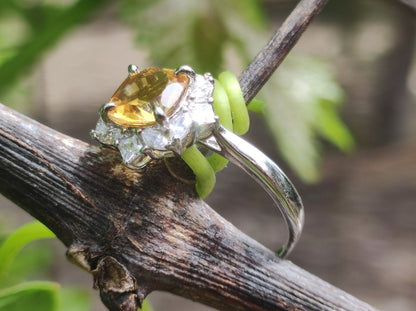 Citrin AAA - 925 Silber Ring verstellbar - Edelstein gelb Natur Heilstein Energie Vintage Frau Ring Hochwertig Geschenk Sie Frau Mutter - Art of Nature Berlin