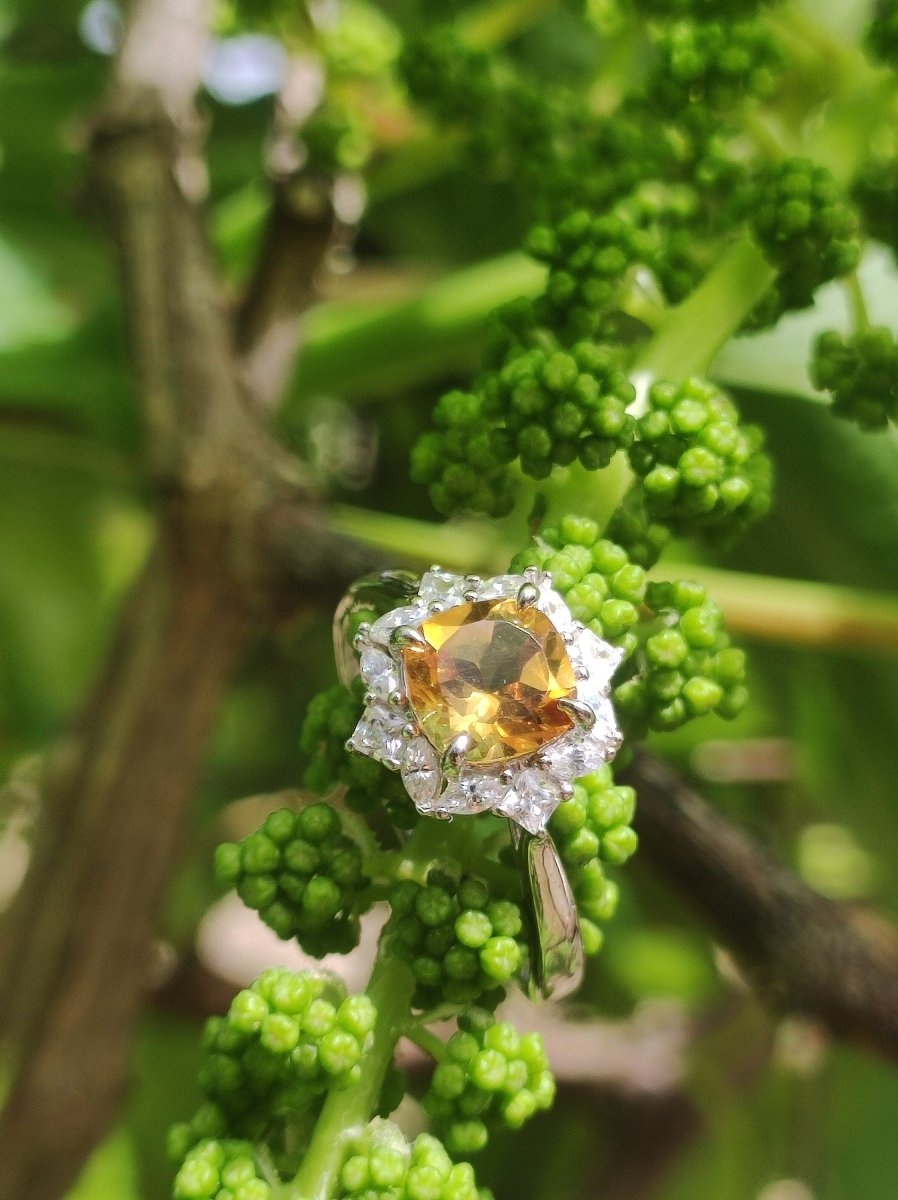 Citrin AAA - 925 Silber Ring verstellbar - Edelstein gelb Natur Heilstein Energie Vintage Frau Ring Hochwertig Geschenk Sie Frau Mutter - Art of Nature Berlin