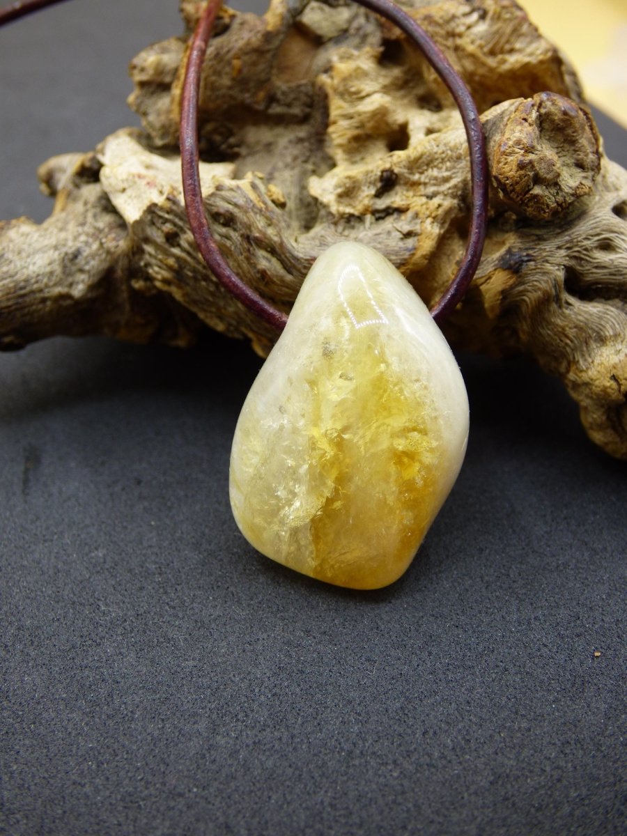 Citrin ~ Edelstein Kette gelb HIPPIE GOA Boho Ethno Natur Heilstein Rarität Kristalle Schmuck Anhänger Natur Stein Geschenk Sonne leuchtend - Art of Nature Berlin