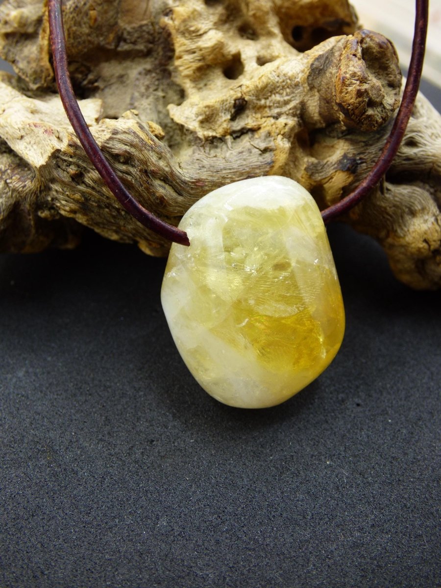 Citrin ~ Edelstein Kette gelb HIPPIE GOA Boho Ethno Natur Heilstein Rarität Kristalle Schmuck Anhänger Natur Stein Geschenk Sonne leuchtend - Art of Nature Berlin