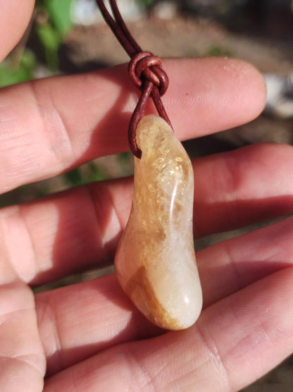 Citrin ~ Edelstein Kette gelb HIPPIE GOA Boho Ethno Natur Heilstein Rarität Kristalle Schmuck Anhänger Natur Stein Geschenk Sonne leuchtend - Art of Nature Berlin
