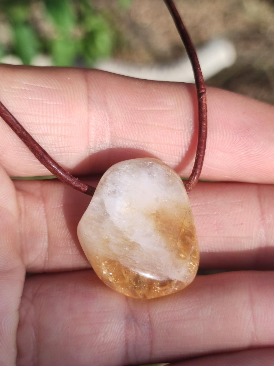 Citrin ~ Edelstein Kette gelb HIPPIE GOA Boho Ethno Natur Heilstein Rarität Kristalle Schmuck Anhänger Natur Stein Geschenk Sonne leuchtend - Art of Nature Berlin