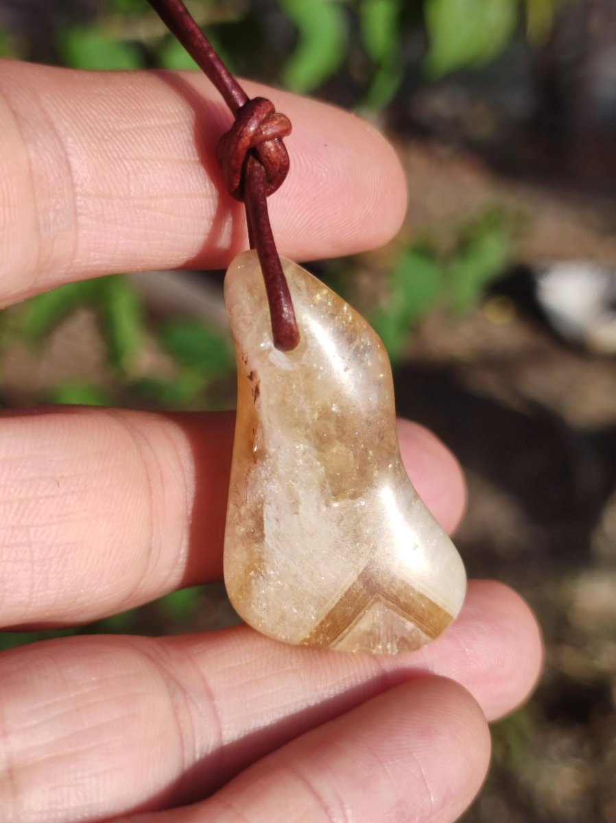 Citrin ~ Edelstein Kette gelb HIPPIE GOA Boho Ethno Natur Heilstein Rarität Kristalle Schmuck Anhänger Natur Stein Geschenk Sonne leuchtend - Art of Nature Berlin