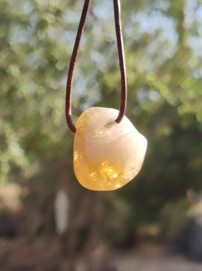 Citrin ~ Edelstein Kette gelb HIPPIE GOA Boho Ethno Natur Heilstein Rarität Kristalle Schmuck Anhänger Natur Stein Geschenk Sonne leuchtend - Art of Nature Berlin