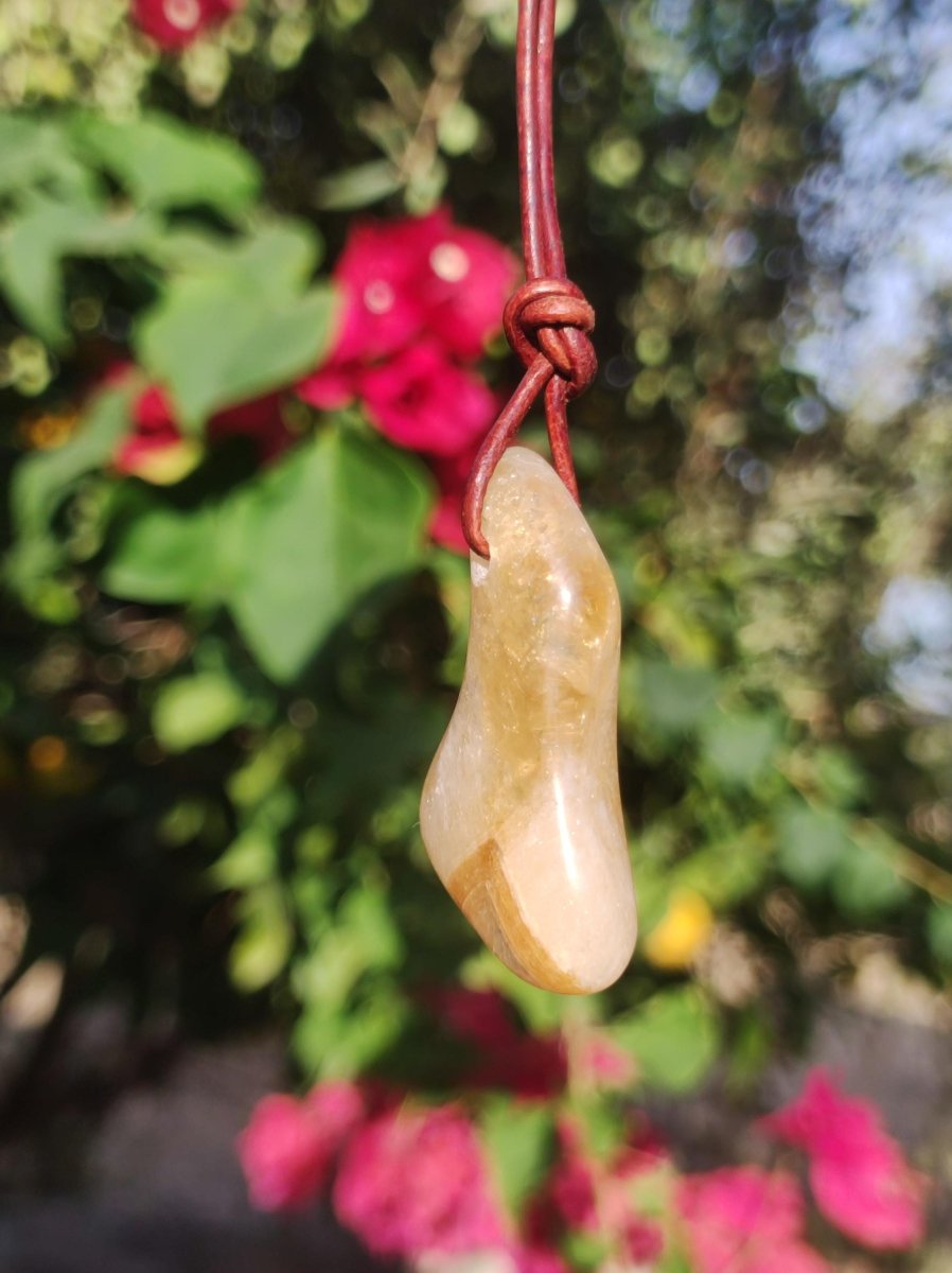 Citrin ~ Edelstein Kette gelb HIPPIE GOA Boho Ethno Natur Heilstein Rarität Kristalle Schmuck Anhänger Natur Stein Geschenk Sonne leuchtend - Art of Nature Berlin
