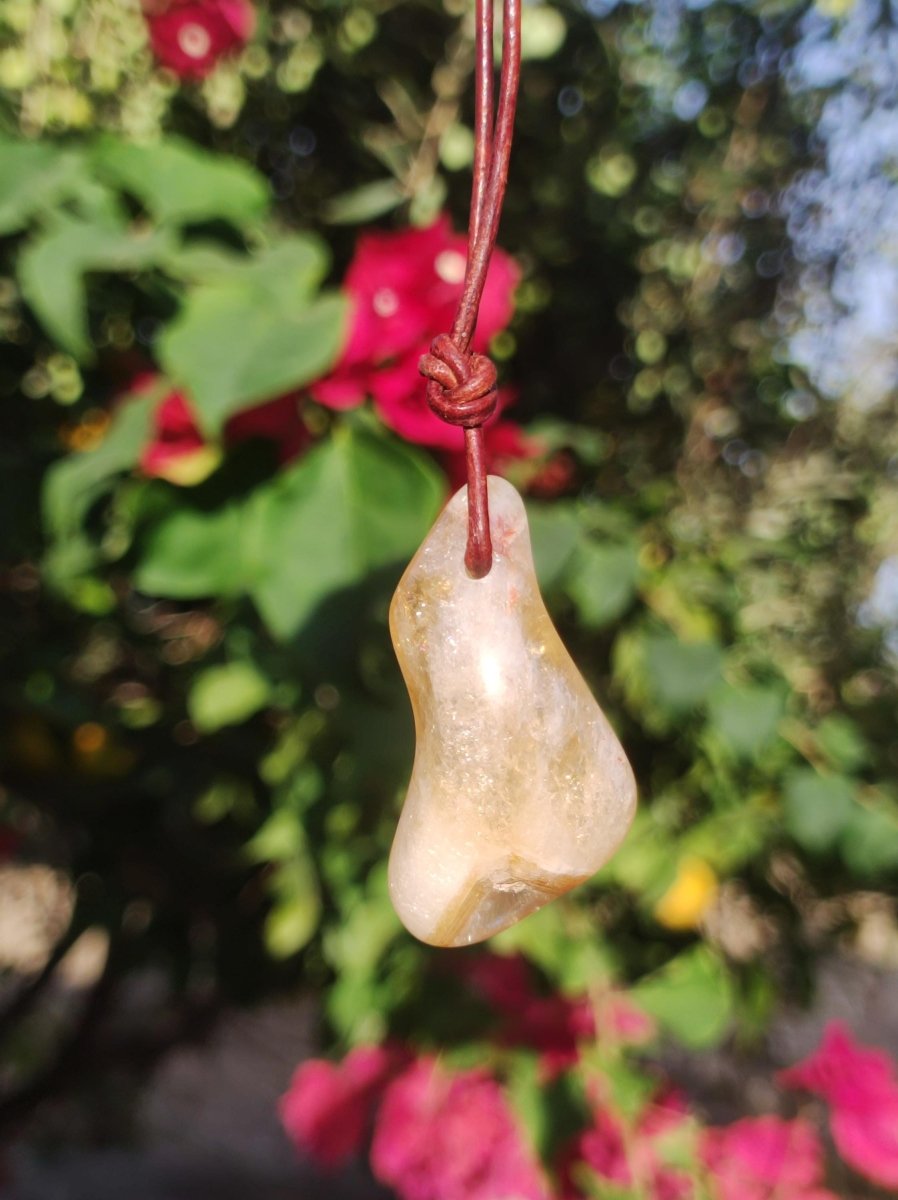 Citrin ~ Edelstein Kette gelb HIPPIE GOA Boho Ethno Natur Heilstein Rarität Kristalle Schmuck Anhänger Natur Stein Geschenk Sonne leuchtend - Art of Nature Berlin