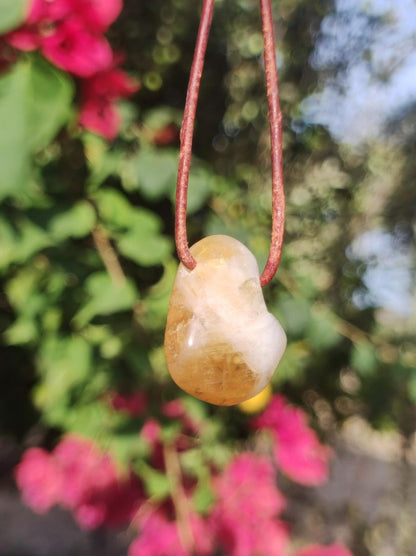 Citrin ~ Edelstein Kette gelb HIPPIE GOA Boho Ethno Natur Heilstein Rarität Kristalle Schmuck Anhänger Natur Stein Geschenk Sonne leuchtend - Art of Nature Berlin