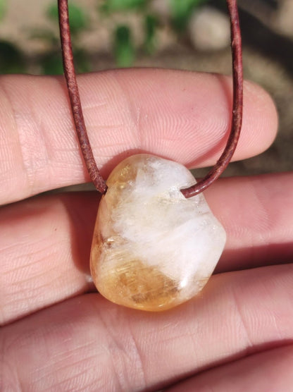 Citrin ~ Edelstein Kette gelb HIPPIE GOA Boho Ethno Natur Heilstein Rarität Kristalle Schmuck Anhänger Natur Stein Geschenk Sonne leuchtend - Art of Nature Berlin