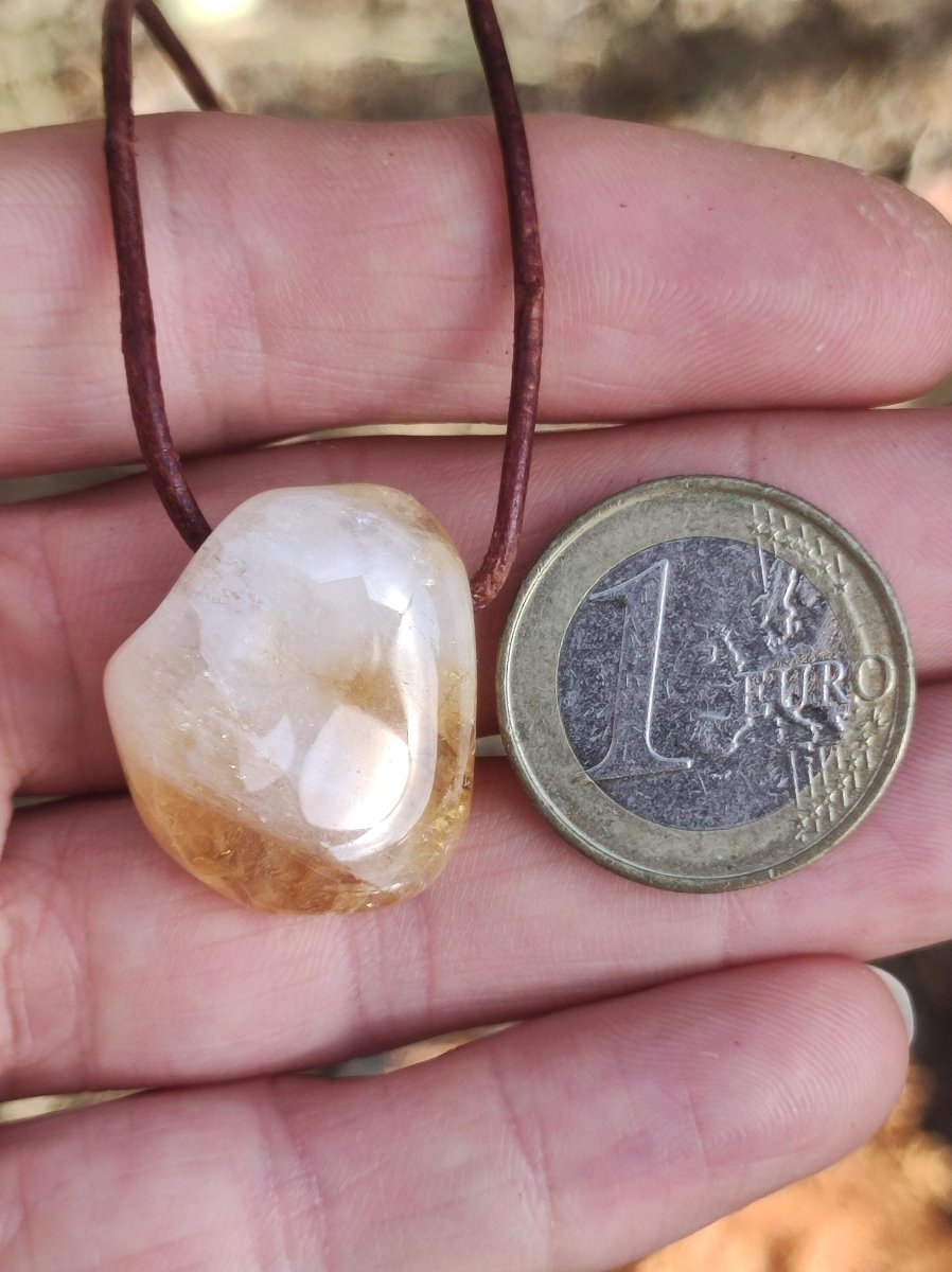 Citrin ~ Edelstein Kette gelb HIPPIE GOA Boho Ethno Natur Heilstein Rarität Kristalle Schmuck Anhänger Natur Stein Geschenk Sonne leuchtend - Art of Nature Berlin
