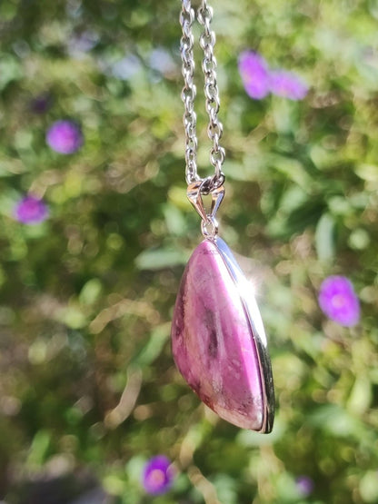 Cobalt Calcit Kobaltcalcit - 925 Silber Edelstein Kette Heilstein Natur pink rosa Rarität Edel Mann Frau Geschenk Er Sie Freundin Kristall - Art of Nature Berlin