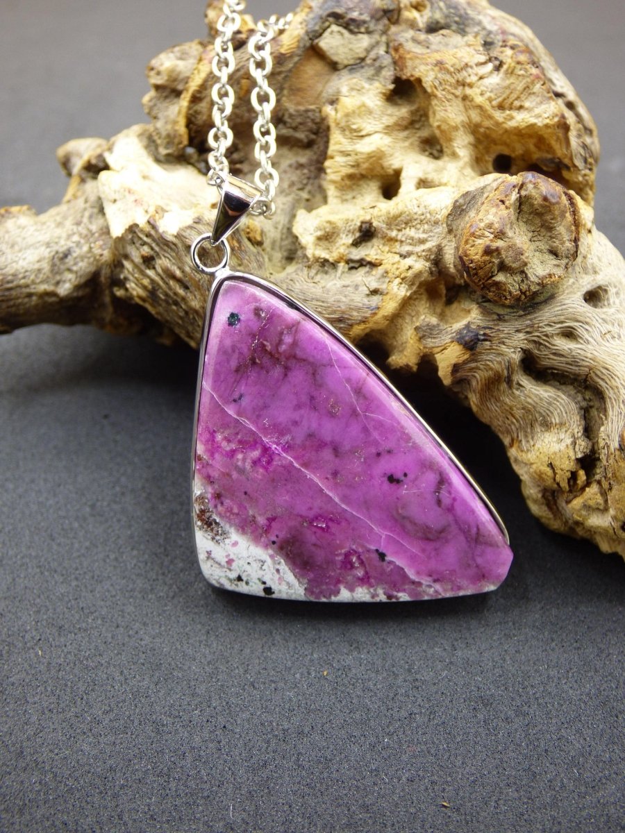 Cobalt Calcit Kobaltcalcit - 925 Silber Edelstein Kette Heilstein Natur pink rosa Rarität Edel Mann Frau Geschenk Er Sie Freundin Kristall - Art of Nature Berlin