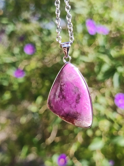 Cobalt Calcit Kobaltcalcit - 925 Silber Edelstein Kette Heilstein Natur pink rosa Rarität Edel Mann Frau Geschenk Er Sie Freundin Kristall - Art of Nature Berlin