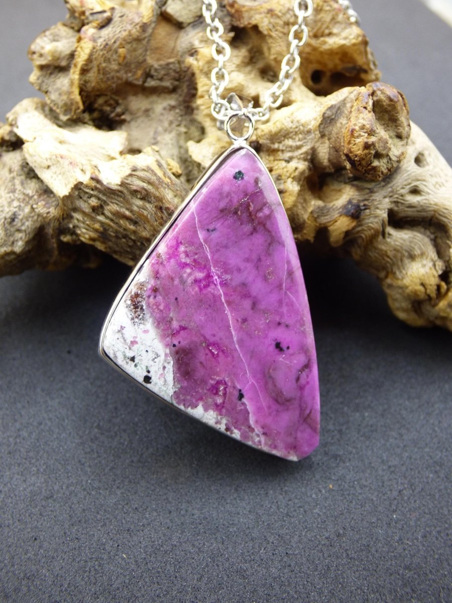 Cobalt Calcit Kobaltcalcit - 925 Silber Edelstein Kette Heilstein Natur pink rosa Rarität Edel Mann Frau Geschenk Er Sie Freundin Kristall - Art of Nature Berlin