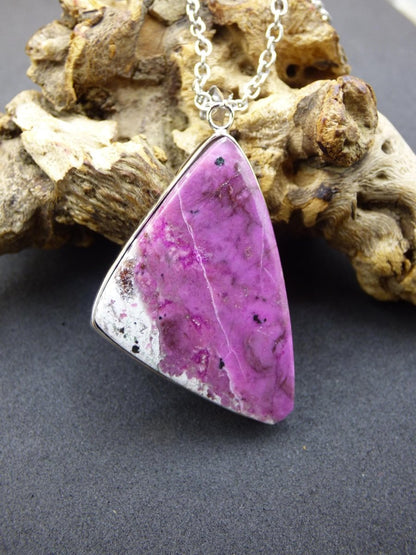 Cobalt Calcit Kobaltcalcit - 925 Silber Edelstein Kette Heilstein Natur pink rosa Rarität Edel Mann Frau Geschenk Er Sie Freundin Kristall - Art of Nature Berlin