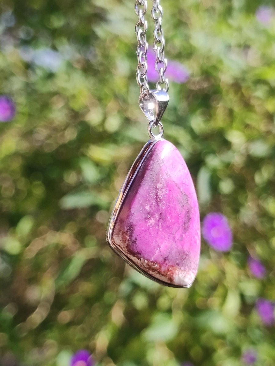 Cobalt Calcit Kobaltcalcit - 925 Silber Edelstein Kette Heilstein Natur pink rosa Rarität Edel Mann Frau Geschenk Er Sie Freundin Kristall - Art of Nature Berlin