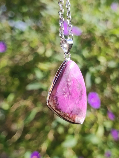 Cobalt Calcit Kobaltcalcit - 925 Silber Edelstein Kette Heilstein Natur pink rosa Rarität Edel Mann Frau Geschenk Er Sie Freundin Kristall - Art of Nature Berlin
