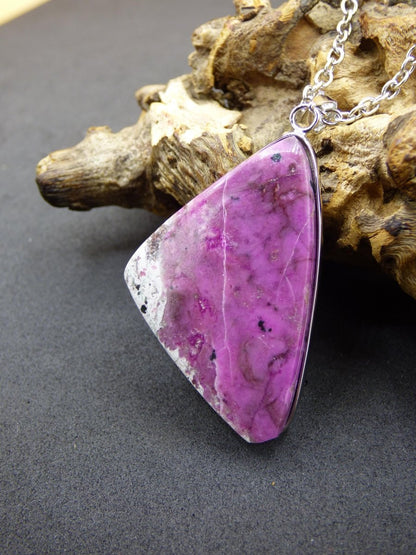 Cobalt Calcit Kobaltcalcit - 925 Silber Edelstein Kette Heilstein Natur pink rosa Rarität Edel Mann Frau Geschenk Er Sie Freundin Kristall - Art of Nature Berlin