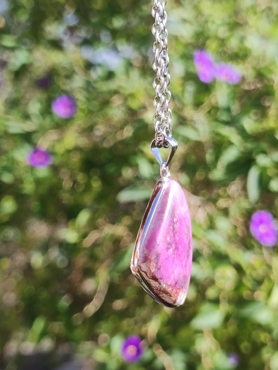 Cobalt Calcit Kobaltcalcit - 925 Silber Edelstein Kette Heilstein Natur pink rosa Rarität Edel Mann Frau Geschenk Er Sie Freundin Kristall - Art of Nature Berlin