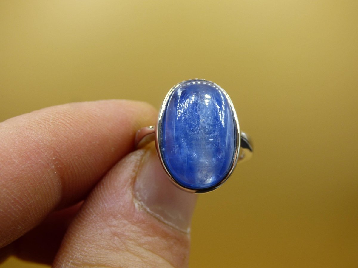 Cyanit blau - 925 Silber Ring Größenverstellbar Edelstein facettiert Schliff Natur Heilstein Rarität Hochwertig Edel Geschenk Frau Freundin - Art of Nature Berlin