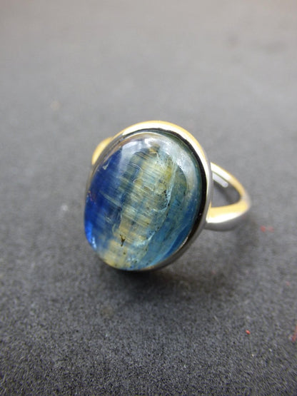 Cyanit blau - 925 Silber Ring Größenverstellbar Edelstein facettiert Schliff Natur Heilstein Rarität Hochwertig Edel Geschenk Frau Freundin - Art of Nature Berlin