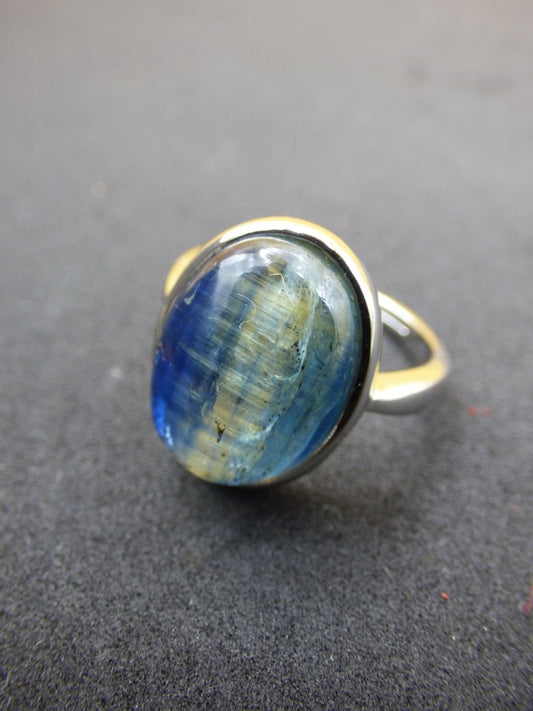 Cyanit blau - 925 Silber Ring Größenverstellbar Edelstein facettiert Schliff Natur Heilstein Rarität Hochwertig Edel Geschenk Frau Freundin - Art of Nature Berlin