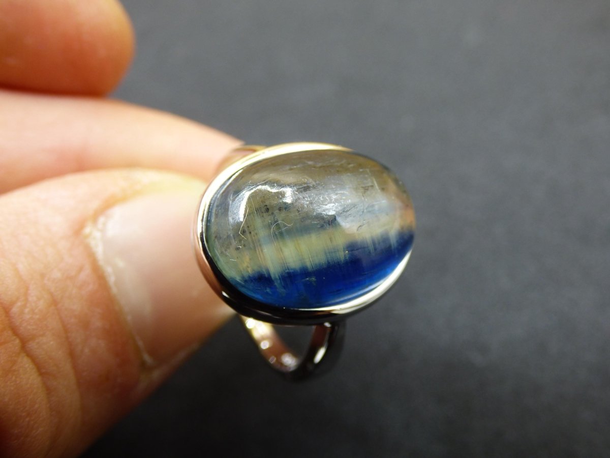 Cyanit blau - 925 Silber Ring Größenverstellbar Edelstein facettiert Schliff Natur Heilstein Rarität Hochwertig Edel Geschenk Frau Freundin - Art of Nature Berlin