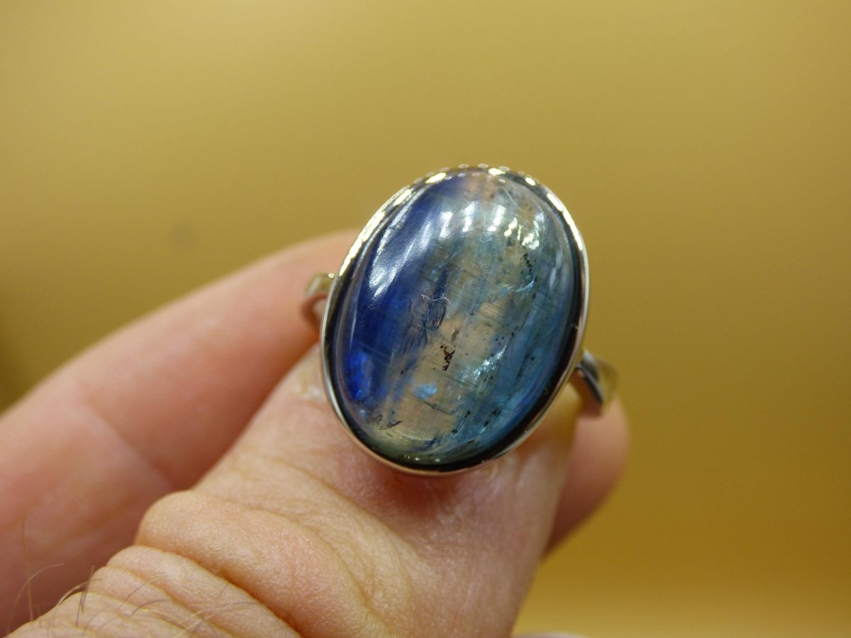 Cyanit blau - 925 Silber Ring Größenverstellbar Edelstein facettiert Schliff Natur Heilstein Rarität Hochwertig Edel Geschenk Frau Freundin - Art of Nature Berlin