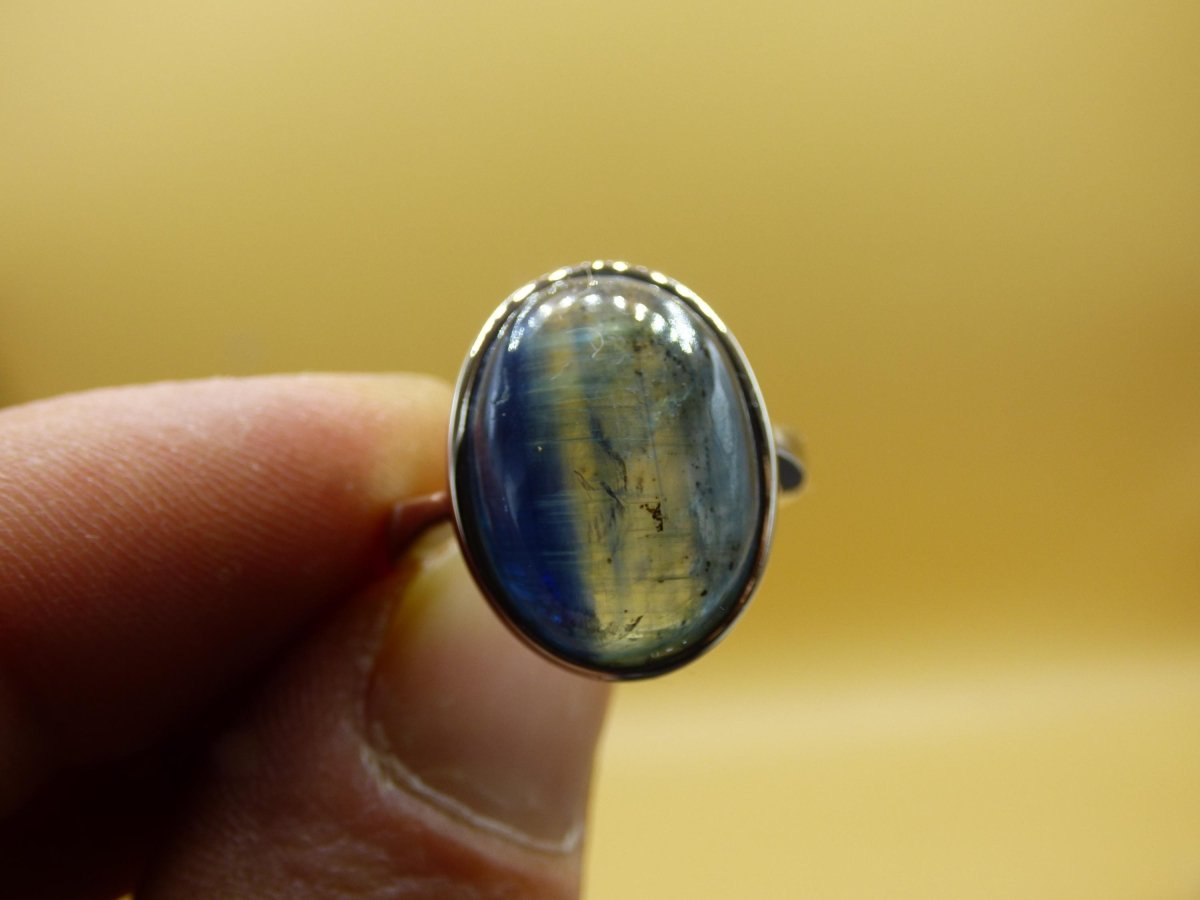 Cyanit blau - 925 Silber Ring Größenverstellbar Edelstein facettiert Schliff Natur Heilstein Rarität Hochwertig Edel Geschenk Frau Freundin - Art of Nature Berlin