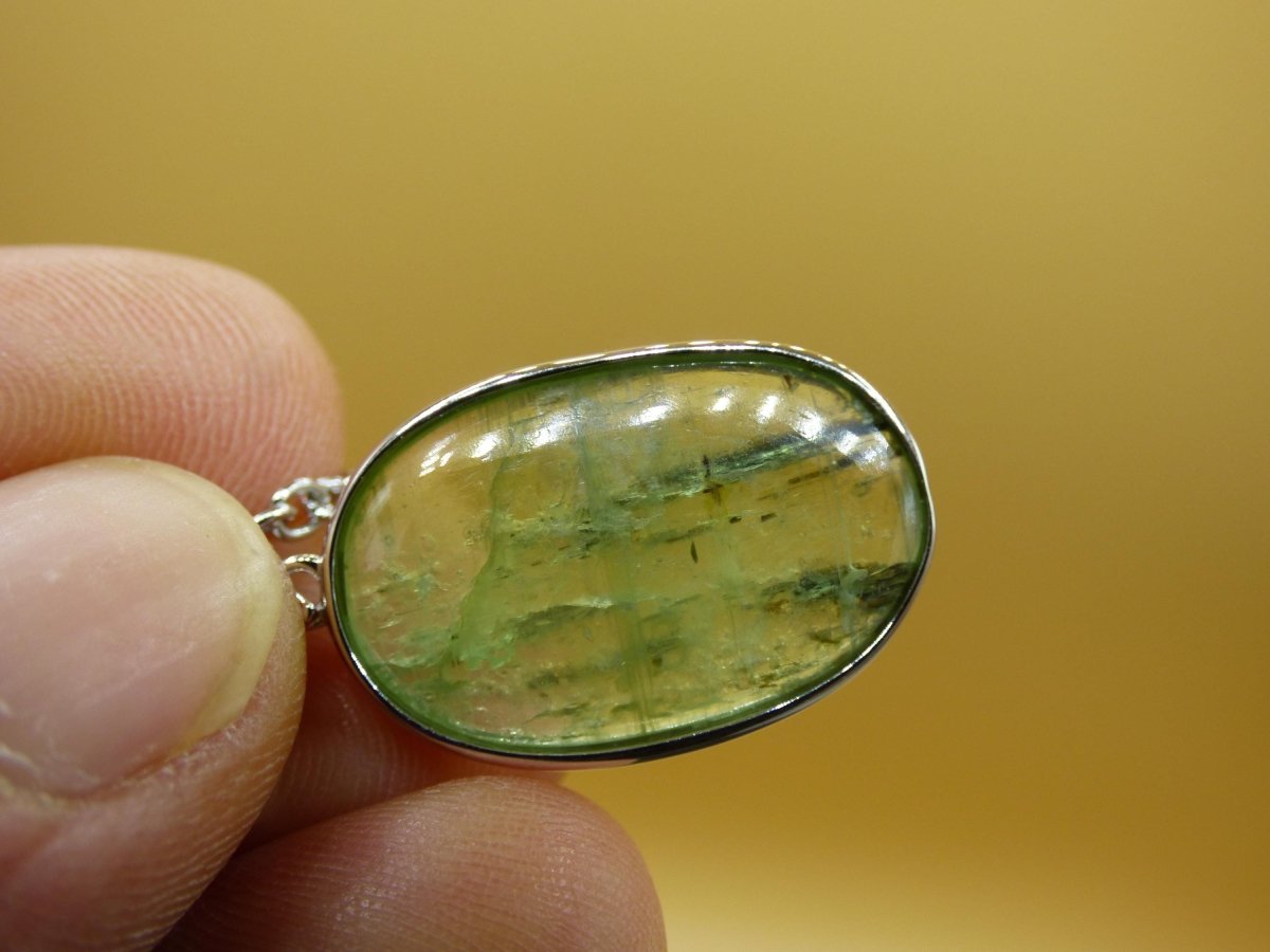 Cyanit grün / Disthen A 925 Silber Edelstein Kette Natur Heilstein Kristall Rarität Anhänger Mann Frau Er Sie Geschenk Wunderschön Edel - Art of Nature Berlin