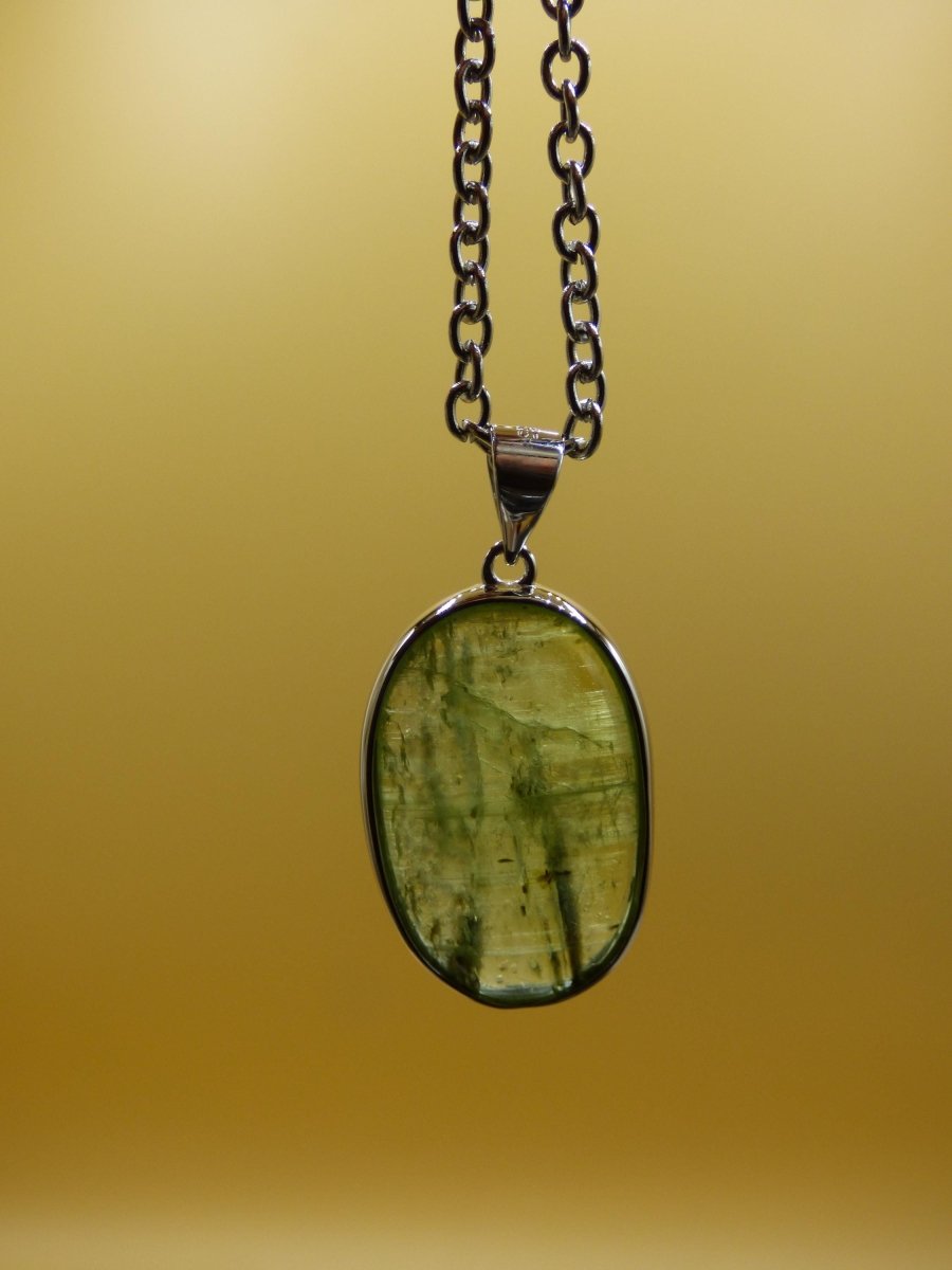 Cyanit grün / Disthen A 925 Silber Edelstein Kette Natur Heilstein Kristall Rarität Anhänger Mann Frau Er Sie Geschenk Wunderschön Edel - Art of Nature Berlin