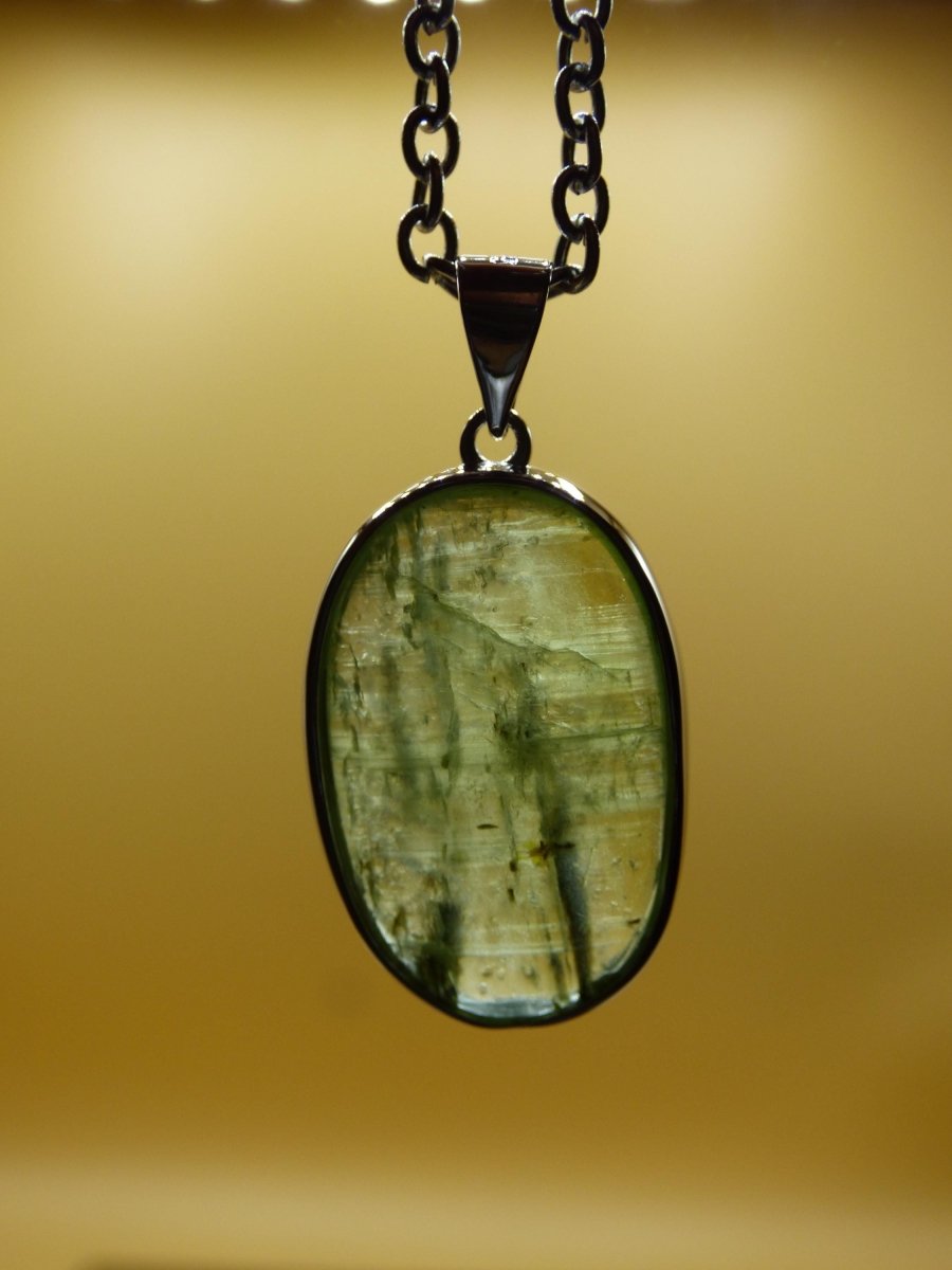 Cyanit grün / Disthen A 925 Silber Edelstein Kette Natur Heilstein Kristall Rarität Anhänger Mann Frau Er Sie Geschenk Wunderschön Edel - Art of Nature Berlin