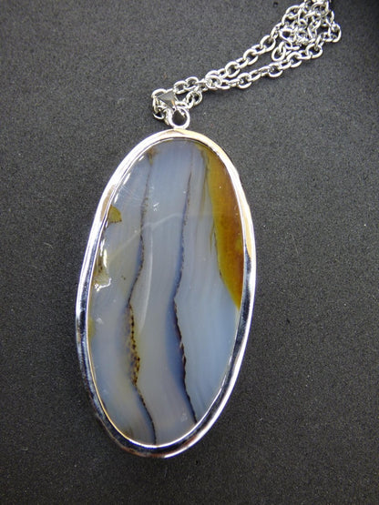 Dendrite Achat - 925 Sterling Silber Edelstein Kette Natur weiß Schutz Rarität Heilstein Kristall Mann Frau Er Sie Geschenk Freund Bruder - Art of Nature Berlin