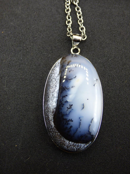 Dendrite Opal AAA - 925 Sterling Silber Edelstein Kette Natur weiß Schutz Rarität Heilstein Kristall Mann Frau Er Sie Geschenk Freund Bruder - Art of Nature Berlin