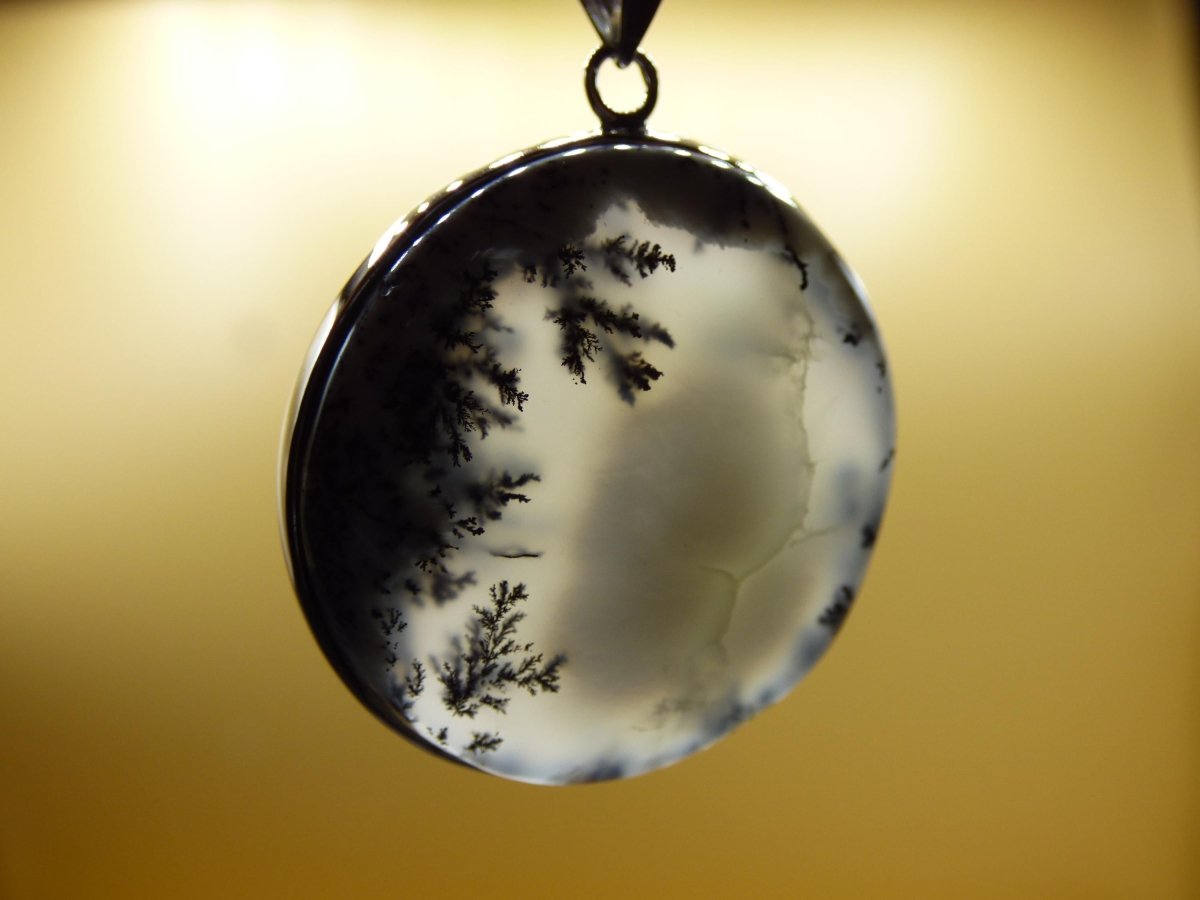 Dendrite Opal AAA - 925 Sterling Silber Edelstein Kette Natur weiß Schutz Rarität Heilstein Kristall Mann Frau Er Sie Geschenk Freund Bruder - Art of Nature Berlin