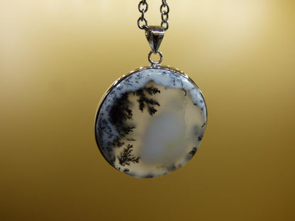 Dendrite Opal AAA - 925 Sterling Silber Edelstein Kette Natur weiß Schutz Rarität Heilstein Kristall Mann Frau Er Sie Geschenk Freund Bruder - Art of Nature Berlin