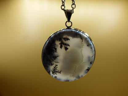 Dendrite Opal AAA - 925 Sterling Silber Edelstein Kette Natur weiß Schutz Rarität Heilstein Kristall Mann Frau Er Sie Geschenk Freund Bruder - Art of Nature Berlin
