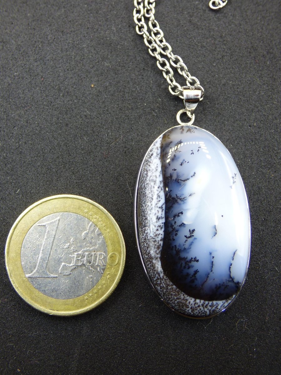 Dendrite Opal AAA - 925 Sterling Silber Edelstein Kette Natur weiß Schutz Rarität Heilstein Kristall Mann Frau Er Sie Geschenk Freund Bruder - Art of Nature Berlin
