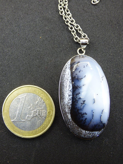 Dendrite Opal AAA - 925 Sterling Silber Edelstein Kette Natur weiß Schutz Rarität Heilstein Kristall Mann Frau Er Sie Geschenk Freund Bruder - Art of Nature Berlin