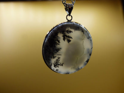 Dendrite Opal AAA - 925 Sterling Silber Edelstein Kette Natur weiß Schutz Rarität Heilstein Kristall Mann Frau Er Sie Geschenk Freund Bruder - Art of Nature Berlin