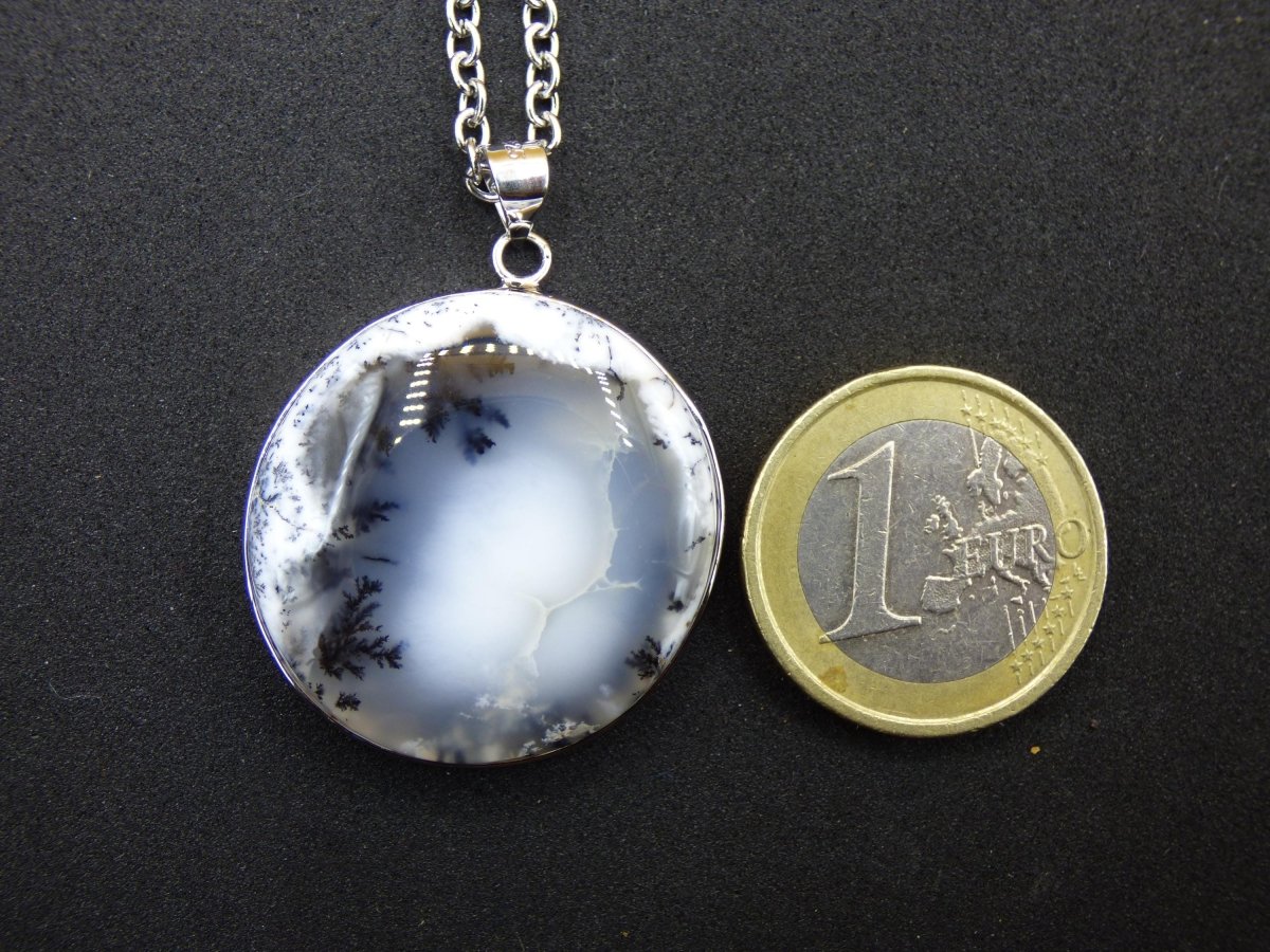 Dendrite Opal AAA - 925 Sterling Silber Edelstein Kette Natur weiß Schutz Rarität Heilstein Kristall Mann Frau Er Sie Geschenk Freund Bruder - Art of Nature Berlin