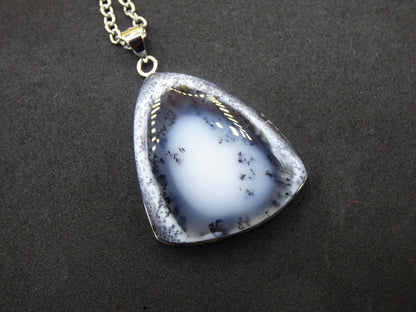 Dendrite Opal AAA - 925 Sterling Silber Edelstein Kette Natur weiß Schutz Rarität Heilstein Kristall Mann Frau Er Sie Geschenk Freund Bruder - Art of Nature Berlin