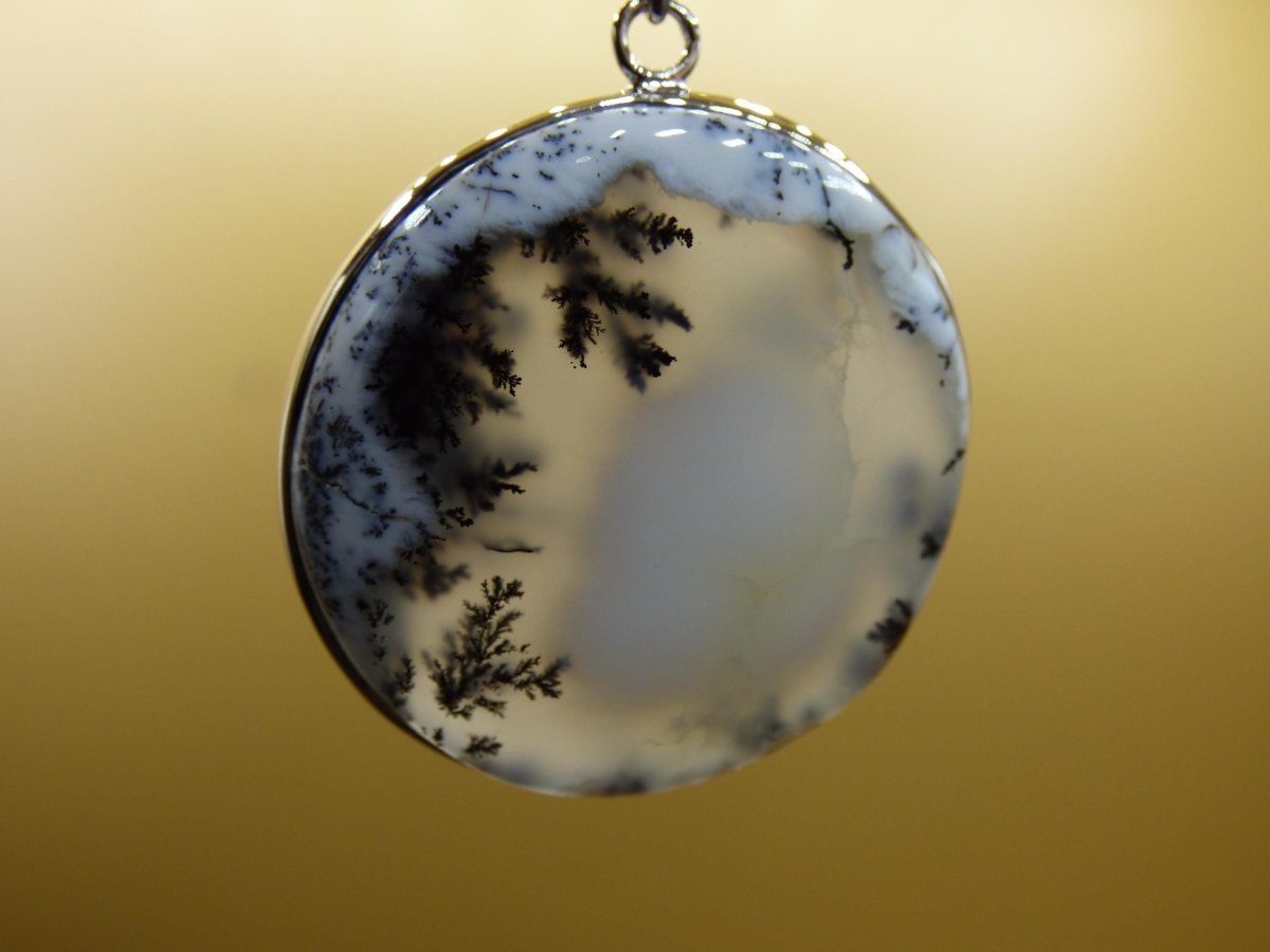 Dendrite Opal AAA - 925 Sterling Silber Edelstein Kette Natur weiß Schutz Rarität Heilstein Kristall Mann Frau Er Sie Geschenk Freund Bruder - Art of Nature Berlin