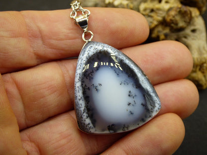 Dendrite Opal AAA - 925 Sterling Silber Edelstein Kette Natur weiß Schutz Rarität Heilstein Kristall Mann Frau Er Sie Geschenk Freund Bruder - Art of Nature Berlin