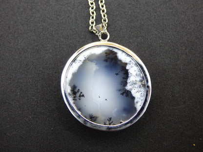 Dendrite Opal AAA - 925 Sterling Silber Edelstein Kette Natur weiß Schutz Rarität Heilstein Kristall Mann Frau Er Sie Geschenk Freund Bruder - Art of Nature Berlin