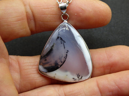 Dendrite Opal AAA - 925 Sterling Silber Edelstein Kette Natur weiß Schutz Rarität Heilstein Kristall Mann Frau Er Sie Geschenk Freund Bruder - Art of Nature Berlin