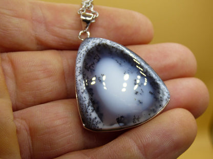 Dendrite Opal AAA - 925 Sterling Silber Edelstein Kette Natur weiß Schutz Rarität Heilstein Kristall Mann Frau Er Sie Geschenk Freund Bruder - Art of Nature Berlin