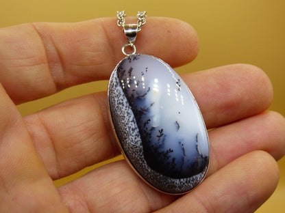 Dendrite Opal AAA - 925 Sterling Silber Edelstein Kette Natur weiß Schutz Rarität Heilstein Kristall Mann Frau Er Sie Geschenk Freund Bruder - Art of Nature Berlin